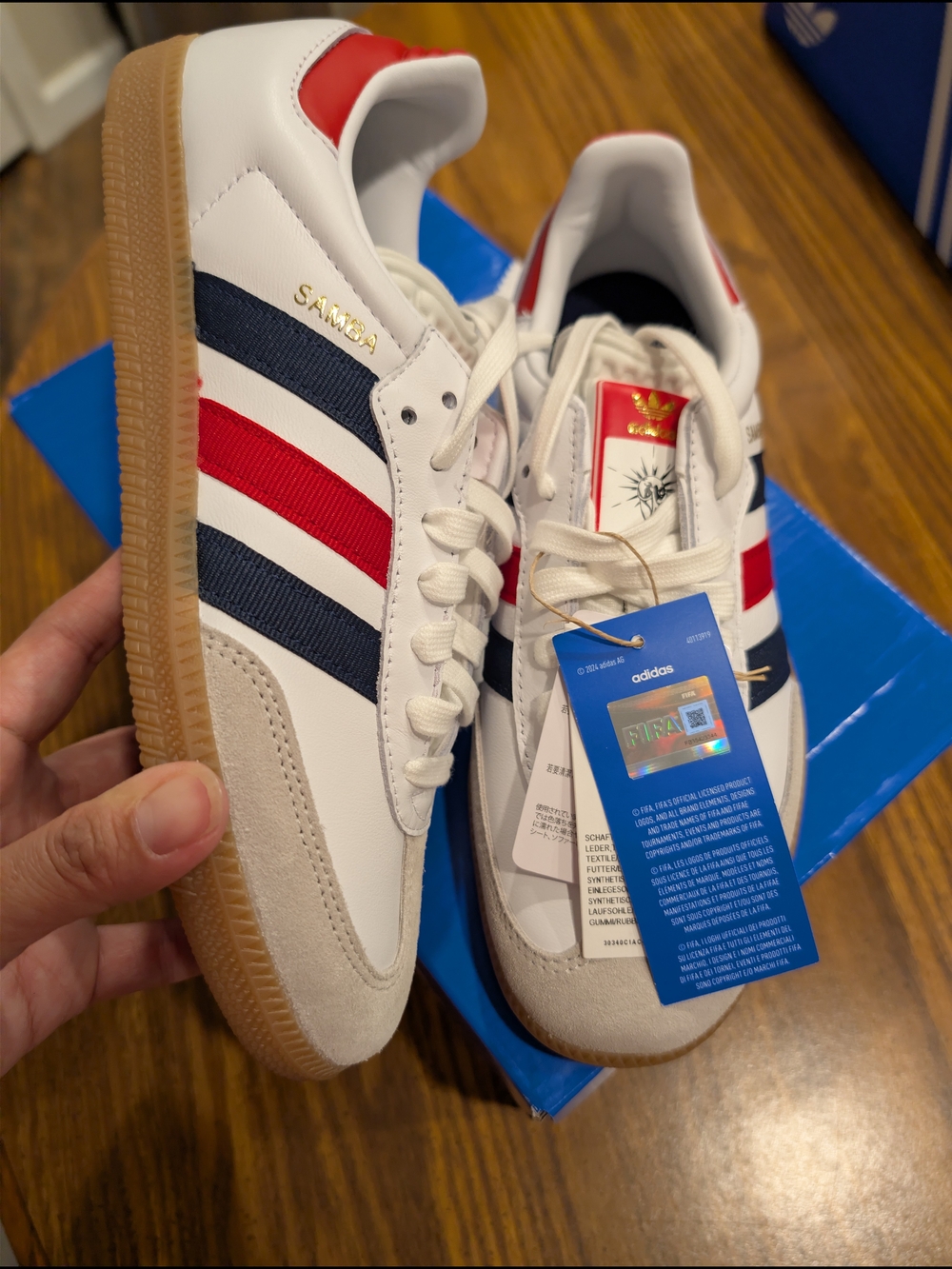 Adidas Samba OG FIFA World Cup Leather Sneaker - White / Navy / Red - Picture 2 of 6